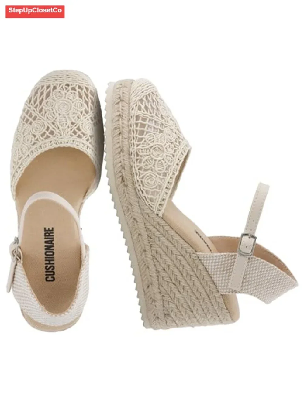 Wedge Espadrilles with Cushioned Footbed Ankle Strap